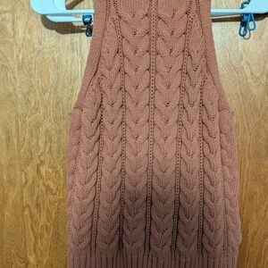 a new day Dusty Rose Cable Knit Sleeveless V-Neck Sweater Vest